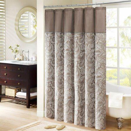 MADISON PARK Pieced Faux Dupioni Shower Curtain, Blue, 224PK MP70-224